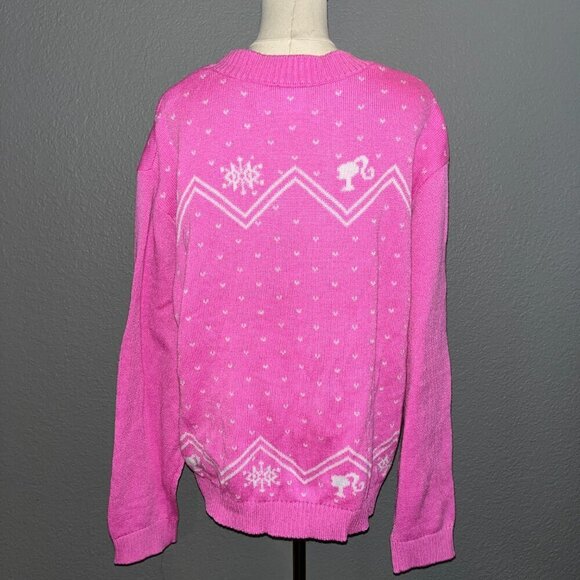 Classic BARBIE Mattel 2023 Pink Fall Winter Christmas Holiday Sweater -NWOT - L - Picture 5 of 11